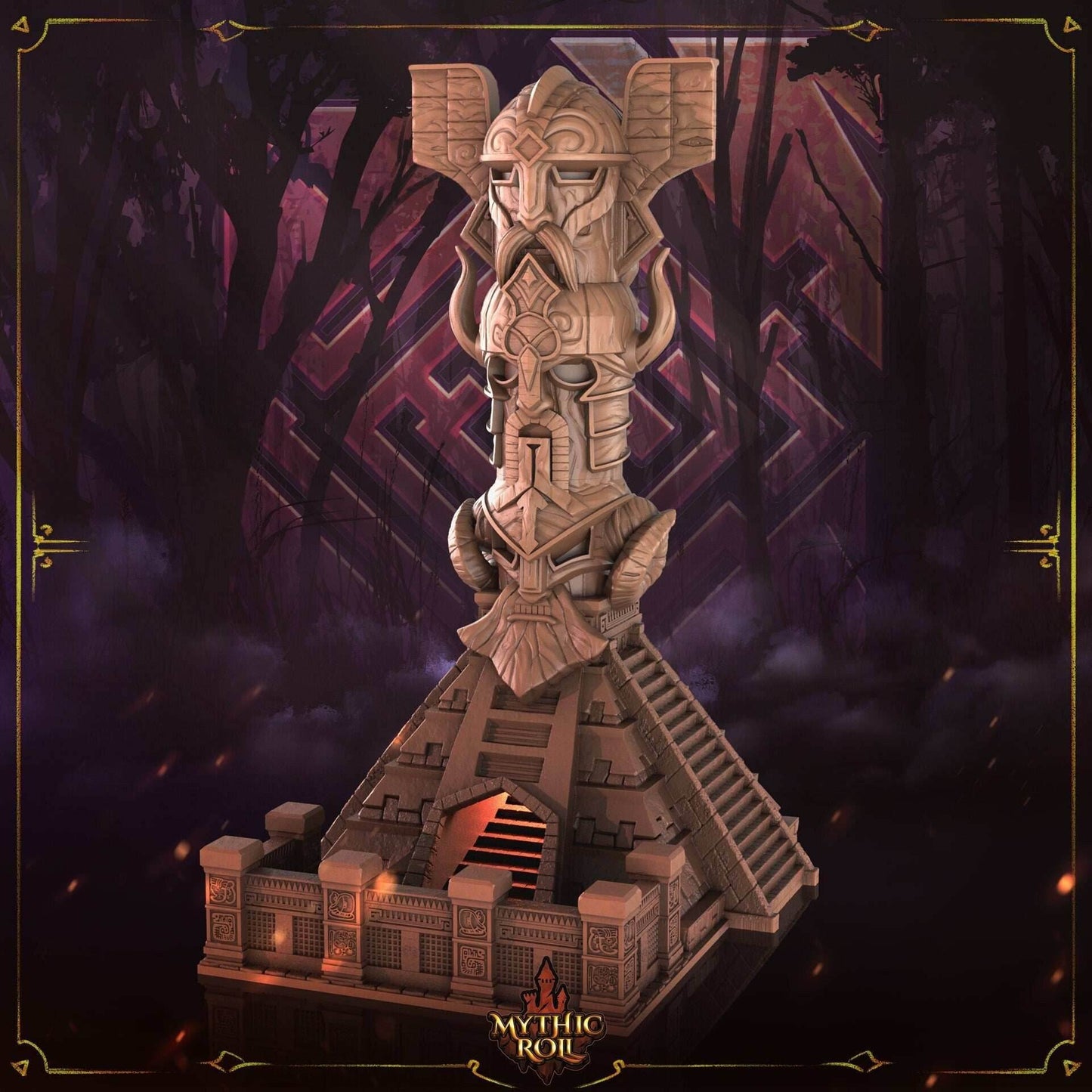 Viking 3D Printed Dice Tower - Mythic Roll Collection by Unchained Games - Channel your might in each roll! - Black / Yes- Include Random Dice Set