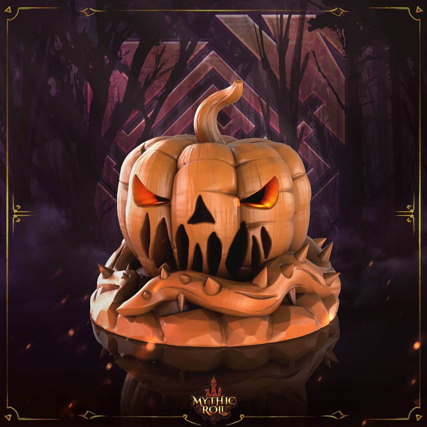 Pumpkin Jack O' Lantern 3D Printed Dice Jail - Mythic Roll Collection by Unchained Games - Guard Your Dice with Spooky Delight! - Black / Yes- Include Random Dice Set