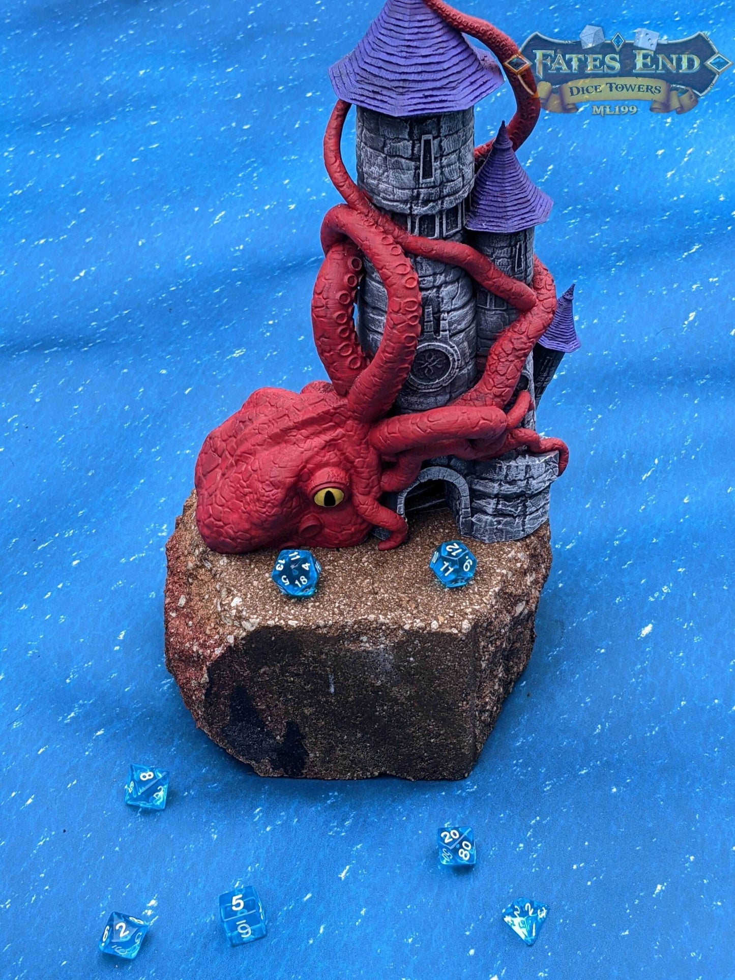 Kraken 3D Printed Dice Tower - Fate's End Collection by Kim Bolt- Release the Kraken!!! - Black / Yes- Include Random Dice Set