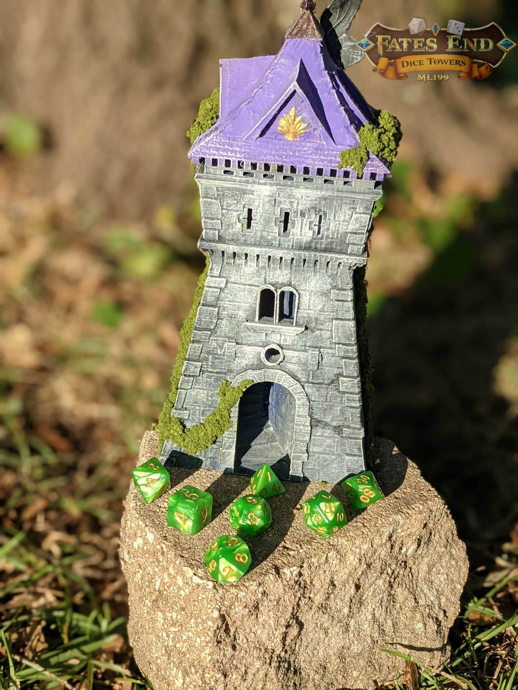 Ranger 3D Printed Dice Tower - Fate's End Collection - Guiding your Arrows to their True Targets! - Black / Yes- Include Random Dice Set