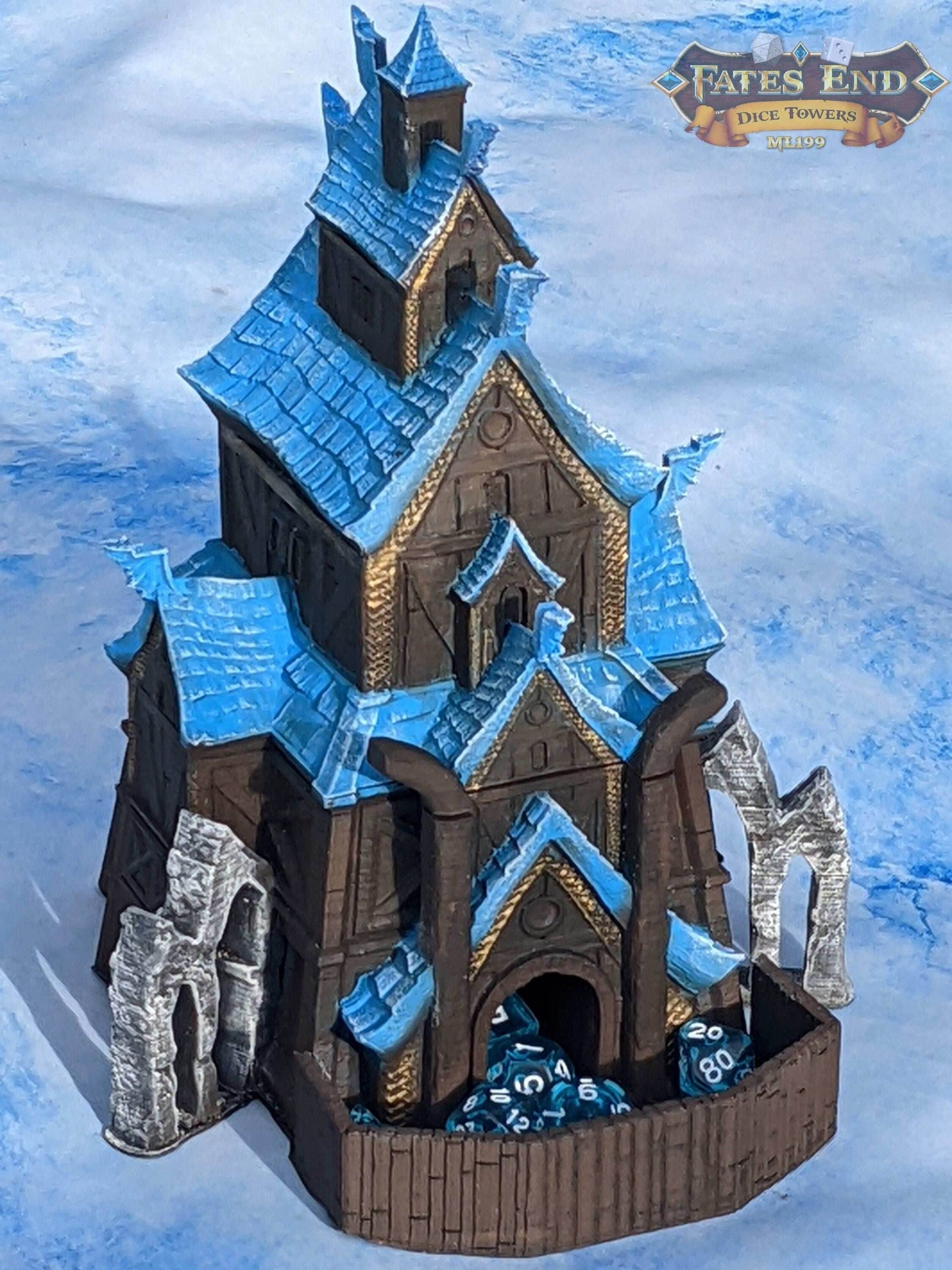 Valkyrie - Viking 3D Printed Dice Tower - Fate's End Collection - Unleash Valhalla's Spirit with Every Roll. - Black