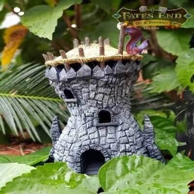 Goblin 3D Printed Dice Tower - Fate's End Collection - Tabletop RPG Gaming D20 - Embrace the Mischief with our Goblin Dice Tower! - Black / Yes- Include Random Dice Set