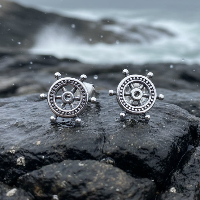 Ship's Helm Stud Earrings