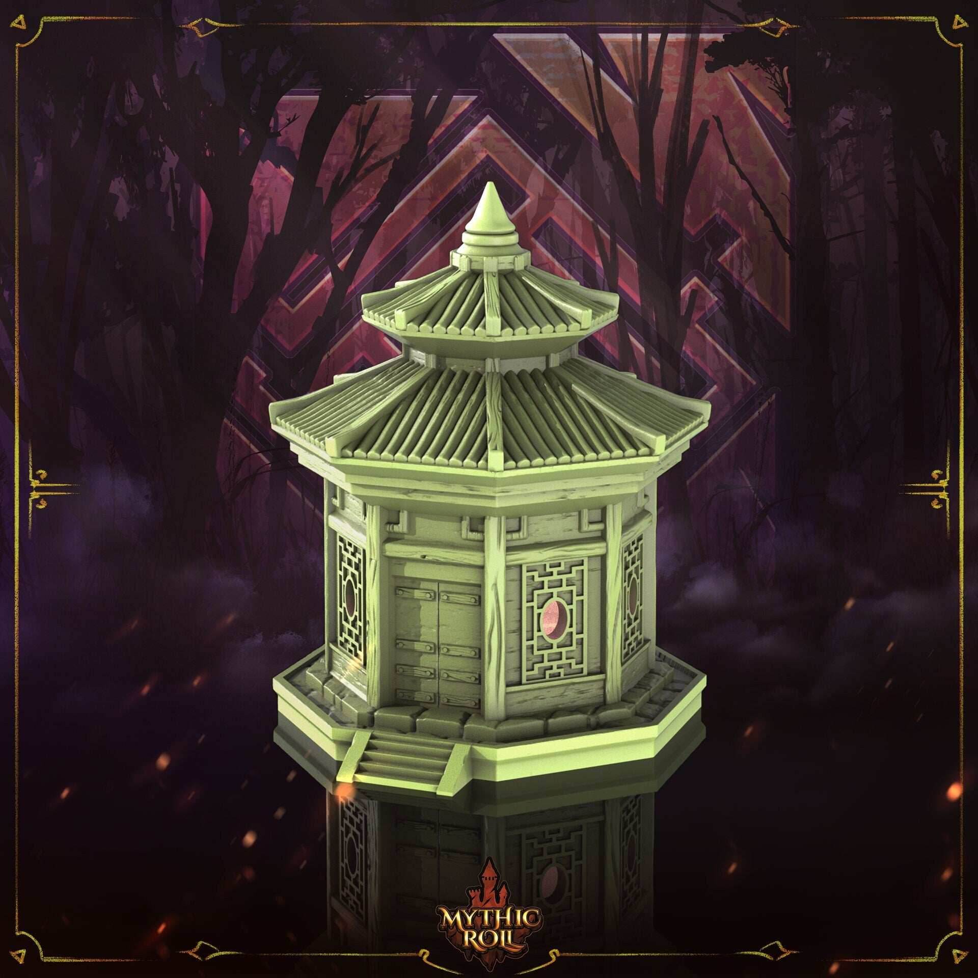 Samurai Warrior Chinshi-Shizuka 3D Printed Dice Jail | RPG Dice Vault | D20 Storage Box | Player Gift Mythic Roll by Unchained Games - Black / Yes- Include Random Dice Set