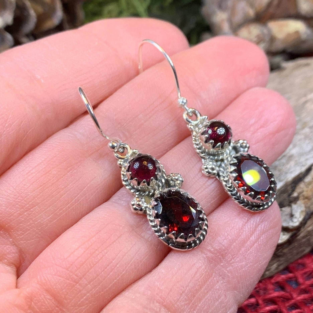 Garnet Romantic Earrings - Faceted