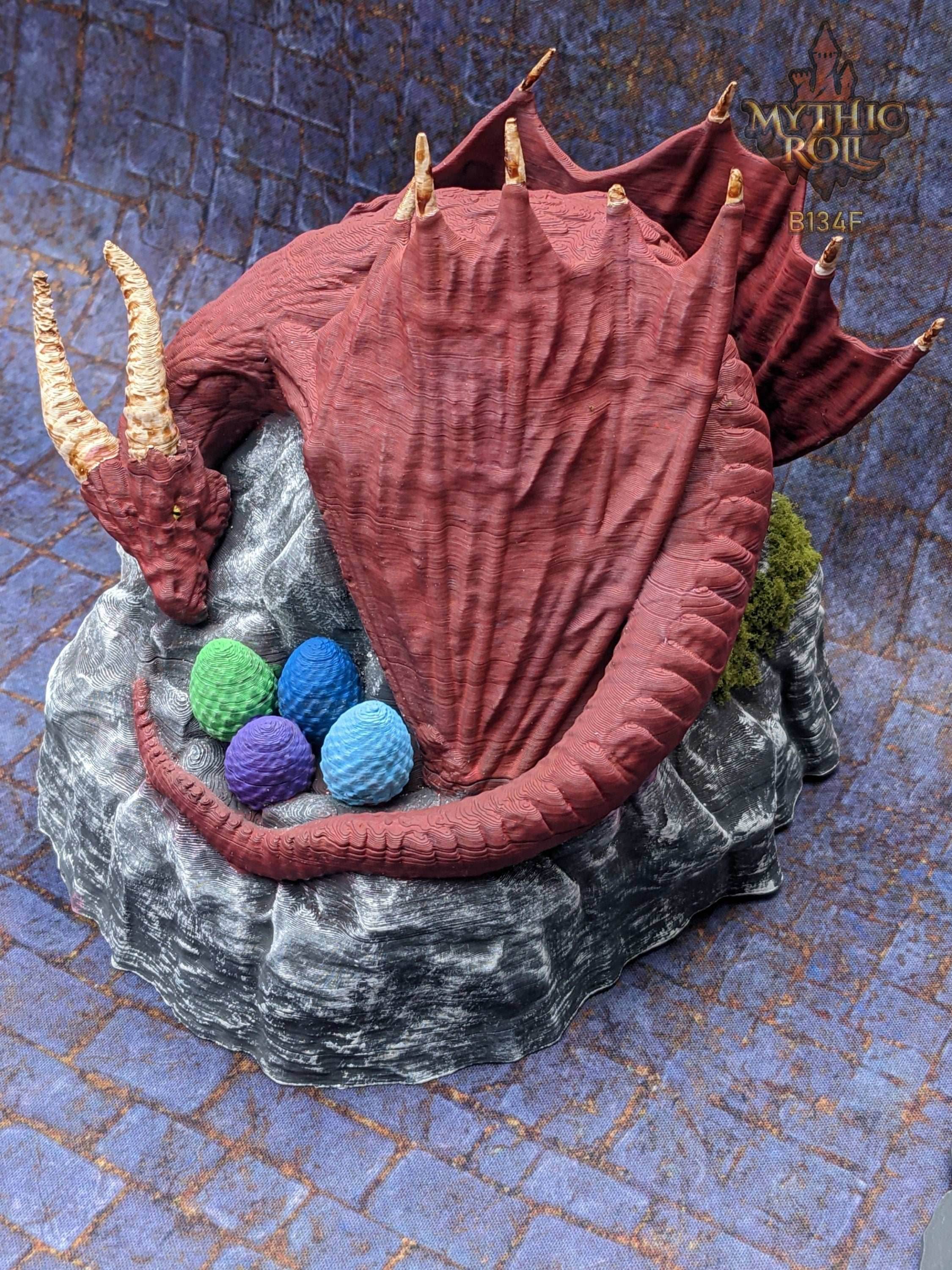 Dragon's Egg Nest 3D Printed Dice Jail - Unchained Games - Mythic Roll Collection - Guard Your Dice in Style! - Black / Yes- Include Random Dice Set