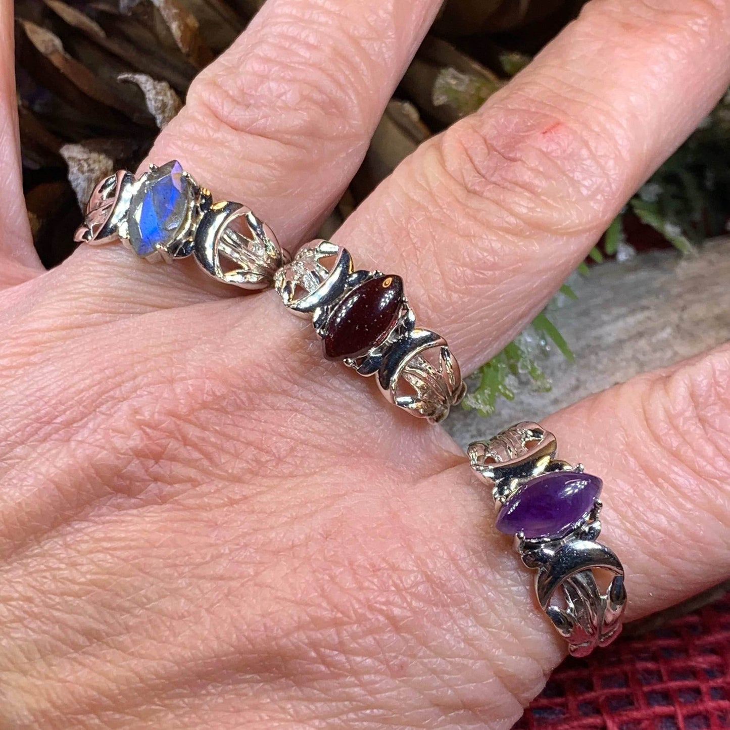 Solstice Triple Moon Ring - 6 / Amethyst