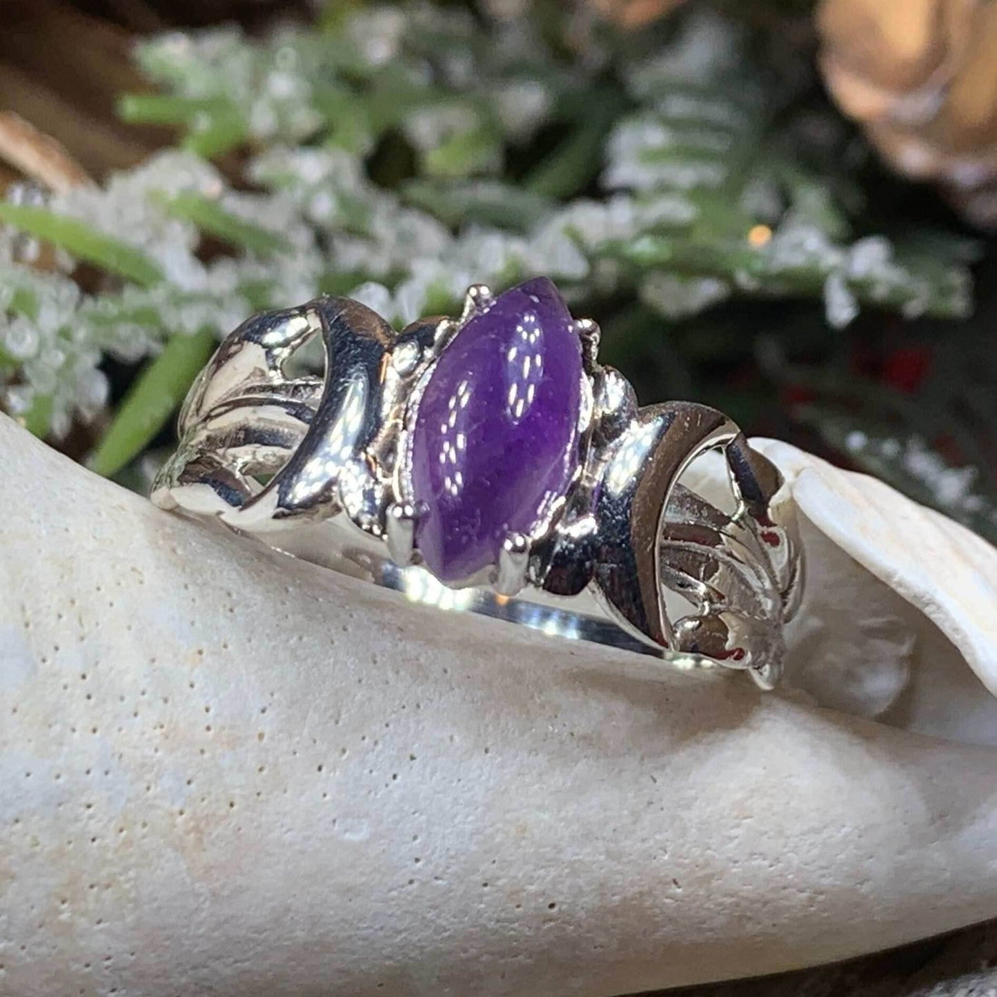 Solstice Triple Moon Ring - 6 / Amethyst