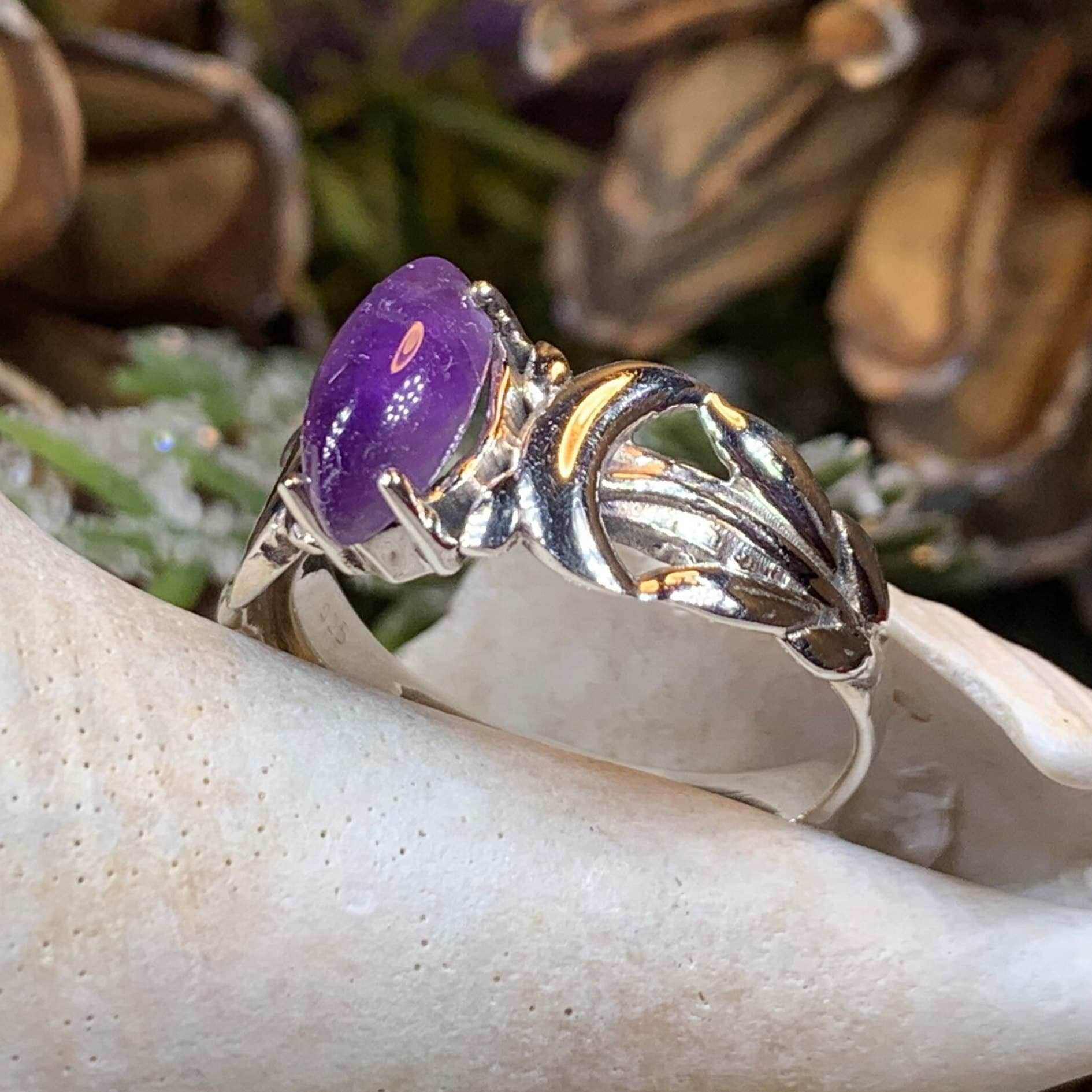 Solstice Triple Moon Ring - 6 / Amethyst