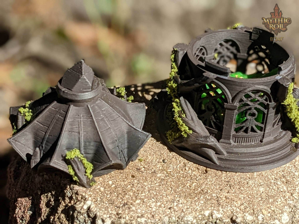 Elanor's Garden 3D Printed Dice Jail | RPG Dice Vault | D20 Storage Box | Player Gift - Mythic Roll Collection by Unchained Games. - Black / Yes- Include Random Dice Set