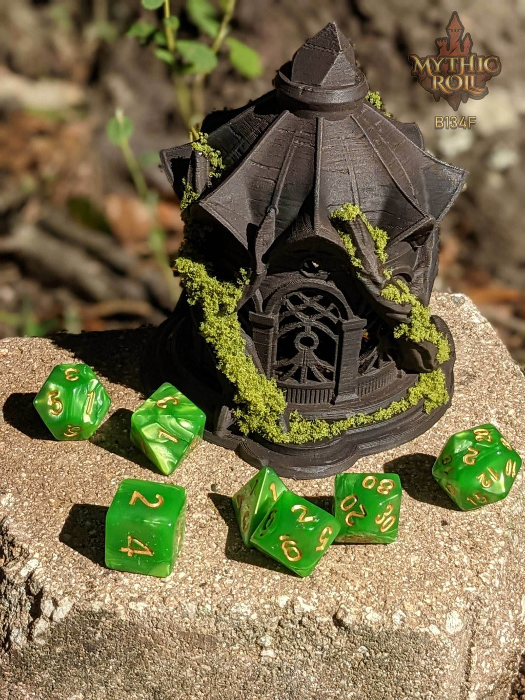 Elanor's Garden 3D Printed Dice Jail | RPG Dice Vault | D20 Storage Box | Player Gift - Mythic Roll Collection by Unchained Games. - Black / Yes- Include Random Dice Set