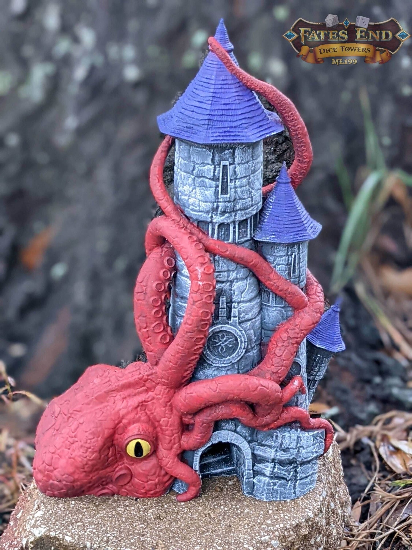 Kraken 3D Printed Dice Tower - Fate's End Collection by Kim Bolt- Release the Kraken!!! - Black / Yes- Include Random Dice Set