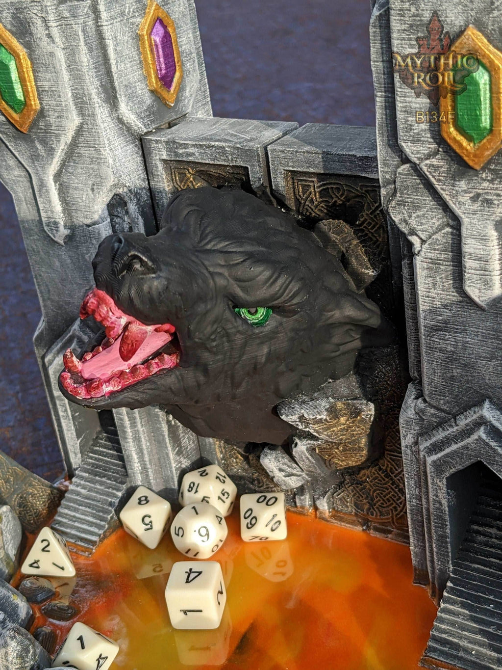 Gates of Valhalla 3D Printed Viking Dice Tower - Mythic Roll Collection by Unchained Games - Unleash the Fury of Ragnarok! - Black / Yes- Include Random Dice Set