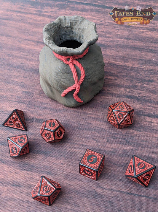 Bag of Holding 3D Printed Dice Jail | RPG Dice Vault | D20 Storage Box | Player Gift - Store Your Dice in Enchanted Depths Beyond Reality! - Black / Yes- Include Random Dice Set