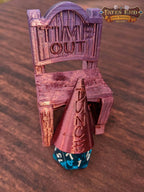 Time Out Chair & Dunce Cap 3D Printed Dice Jail - RPG Dice Vault - D20 Shame Chair - Roll for Redemption and Shameless Fun - Black / Yes- Include Random Dice Set