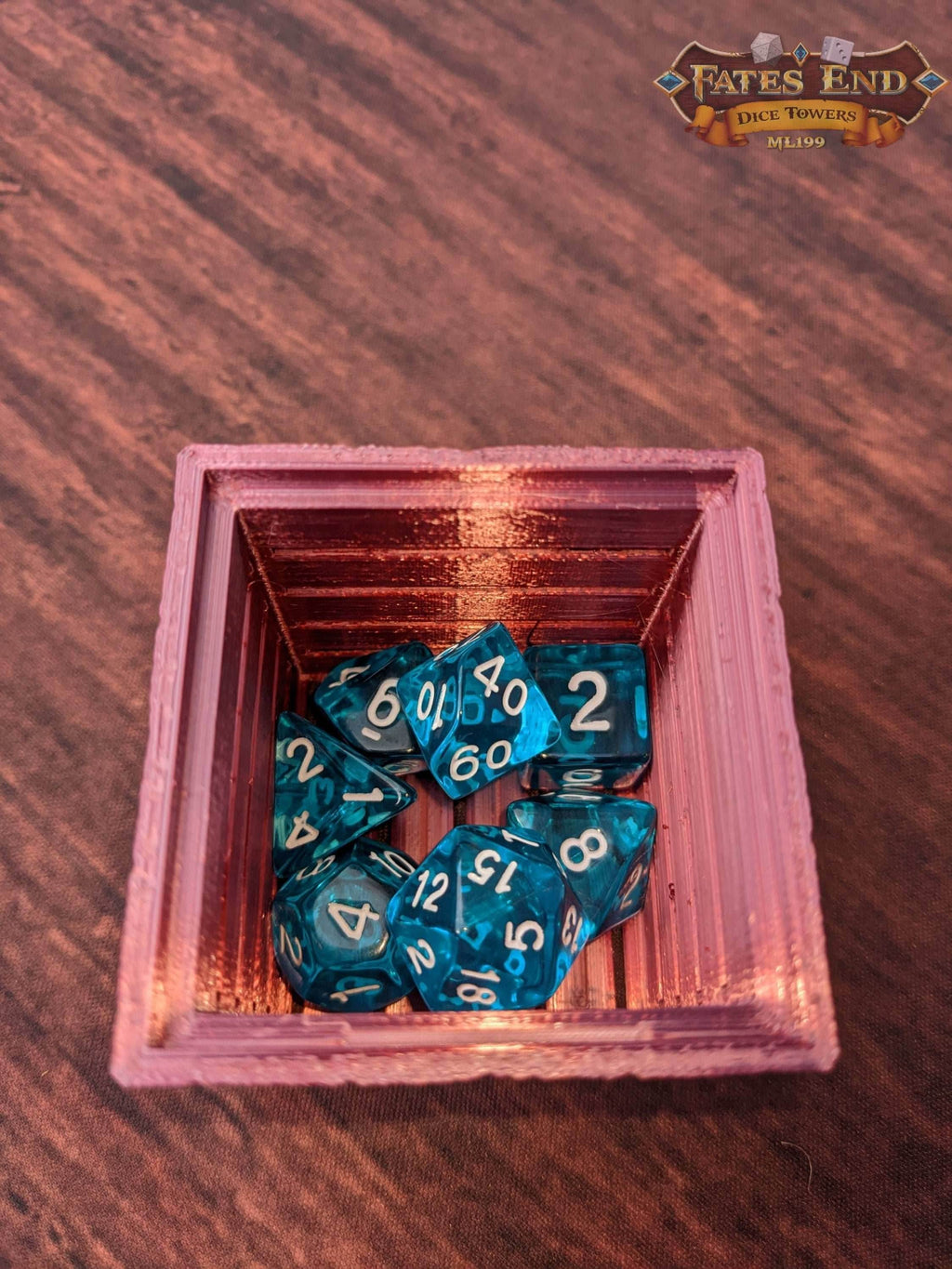 Wooden Crate 3D Printed Dice Box/Dice Jail/Dice Vault - Fate's End Collection - Rustic Storage to organize your dice in style. - Black / Yes- Include Random Dice Set