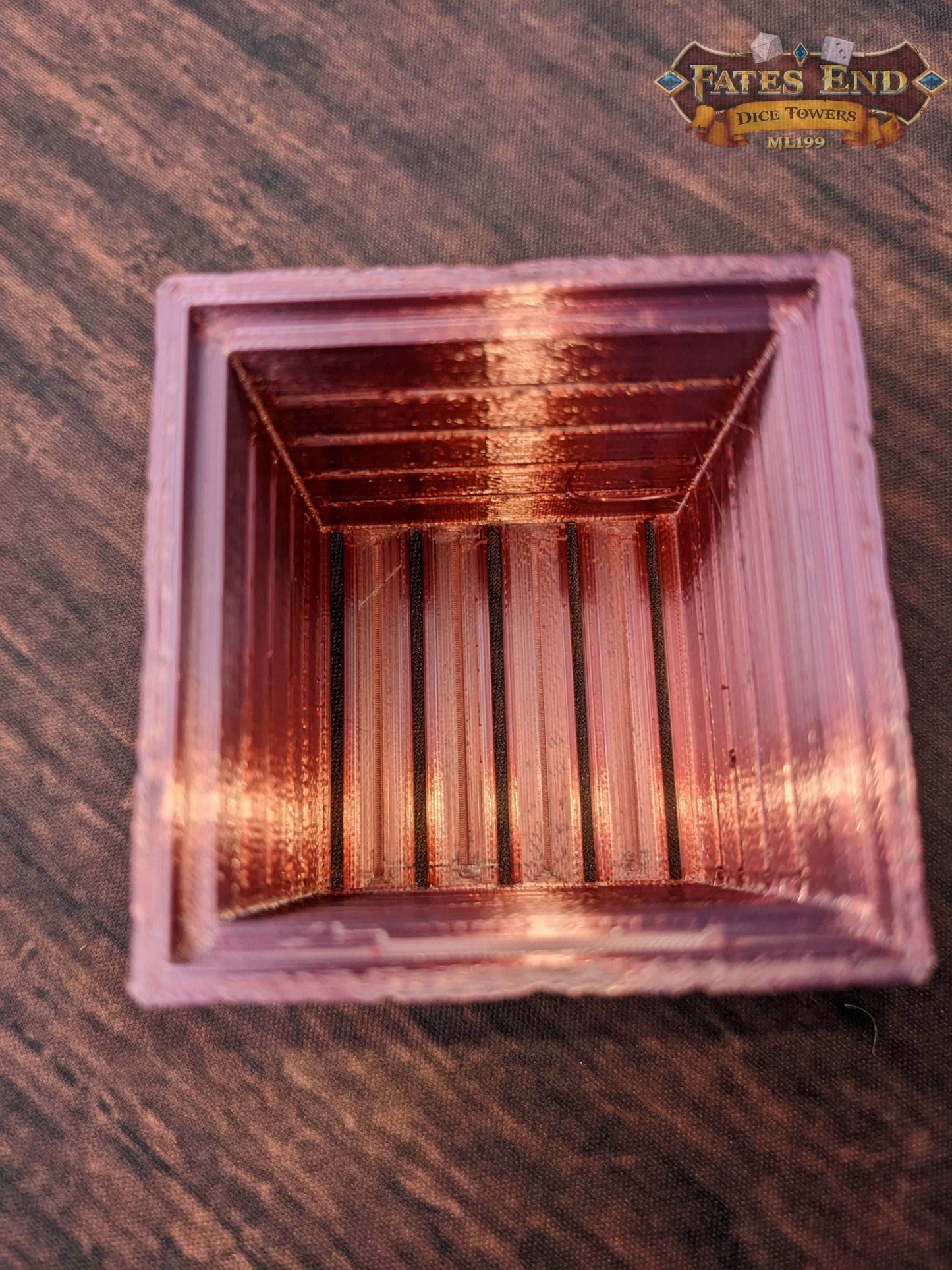 Wooden Crate 3D Printed Dice Box/Dice Jail/Dice Vault - Fate's End Collection - Rustic Storage to organize your dice in style. - Black / Yes- Include Random Dice Set