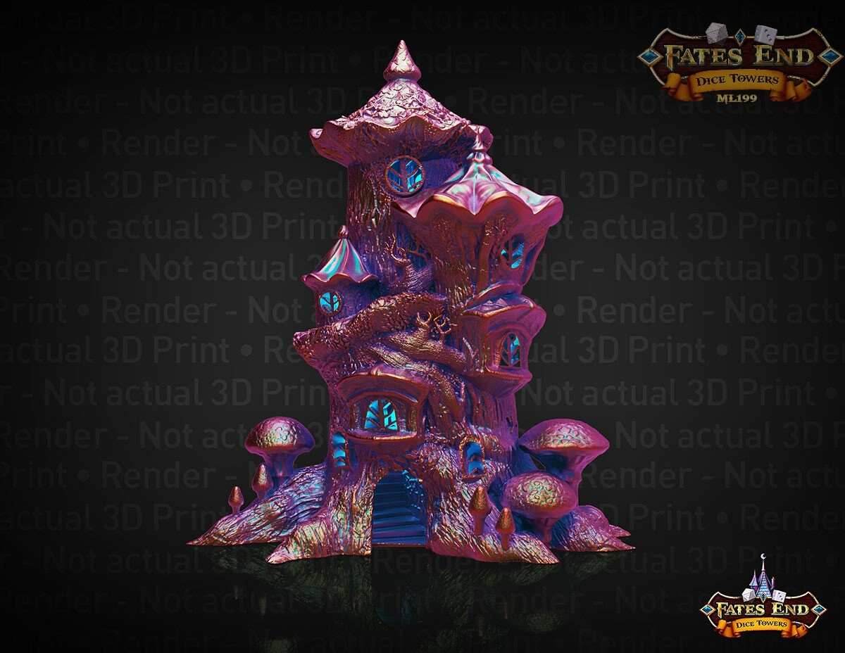 Fairy 3D Printed Dice Tower - Fate's End Collection - Flutter Through Enchanted Rolls with Whispering Wings and Magical Mirth! - Black / Yes- Include Random Dice Set