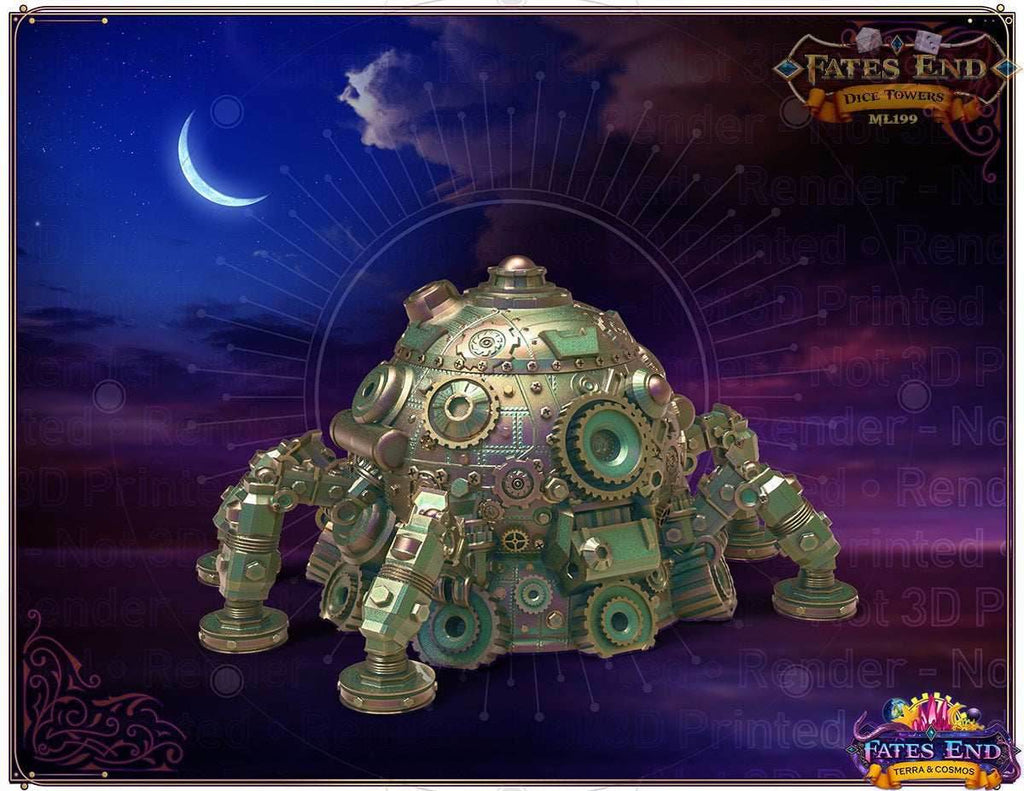 Artificer Steampunk Tank 3D Printed Dice Vault | RPG Dice Jail | D20 Box | Fate’s End Collection - Industrial Precision! - Black / Yes- Include Random Dice Set