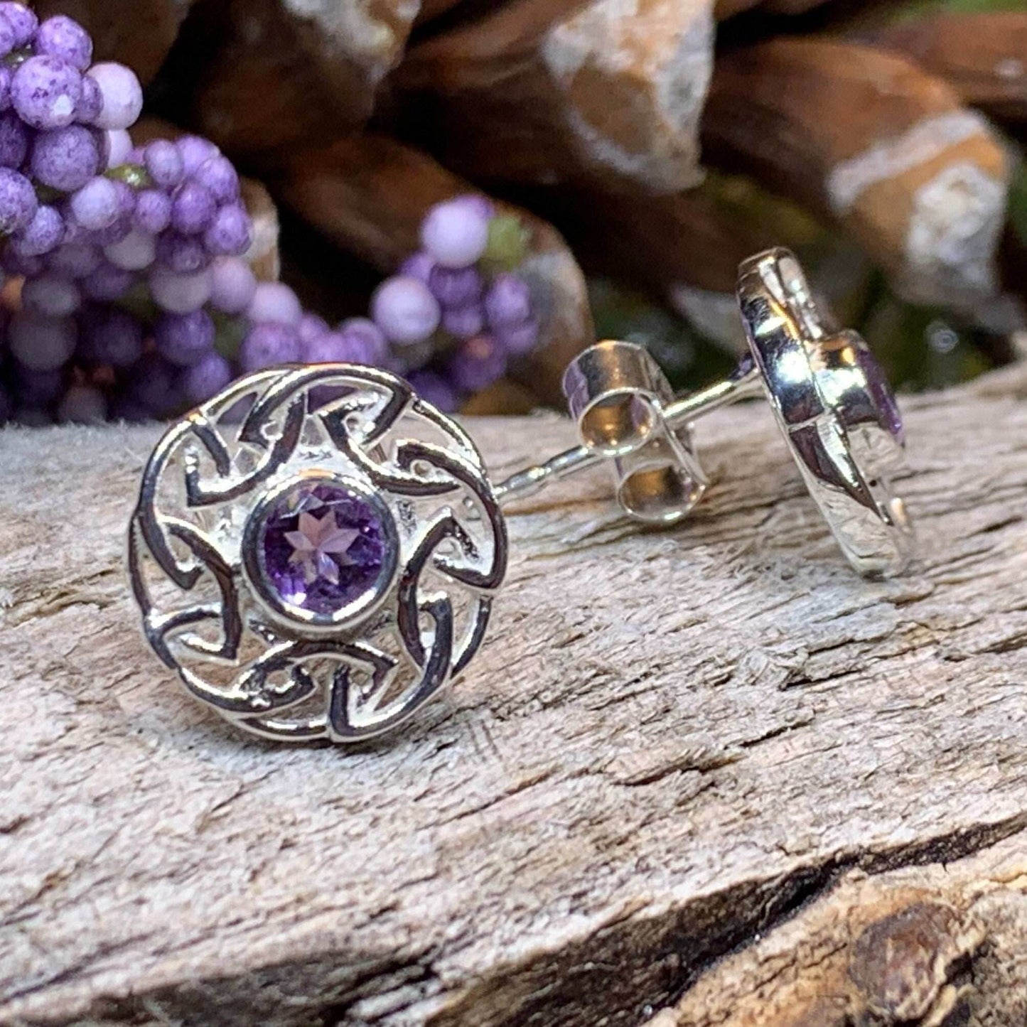 Alfiva Celtic Earrings - Amethyst