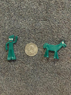 Vintage Gumby & Pokey Mini Figurine Set Bendable Vinyl Toys Green and Orange Claymation Characters Ornament 🍎