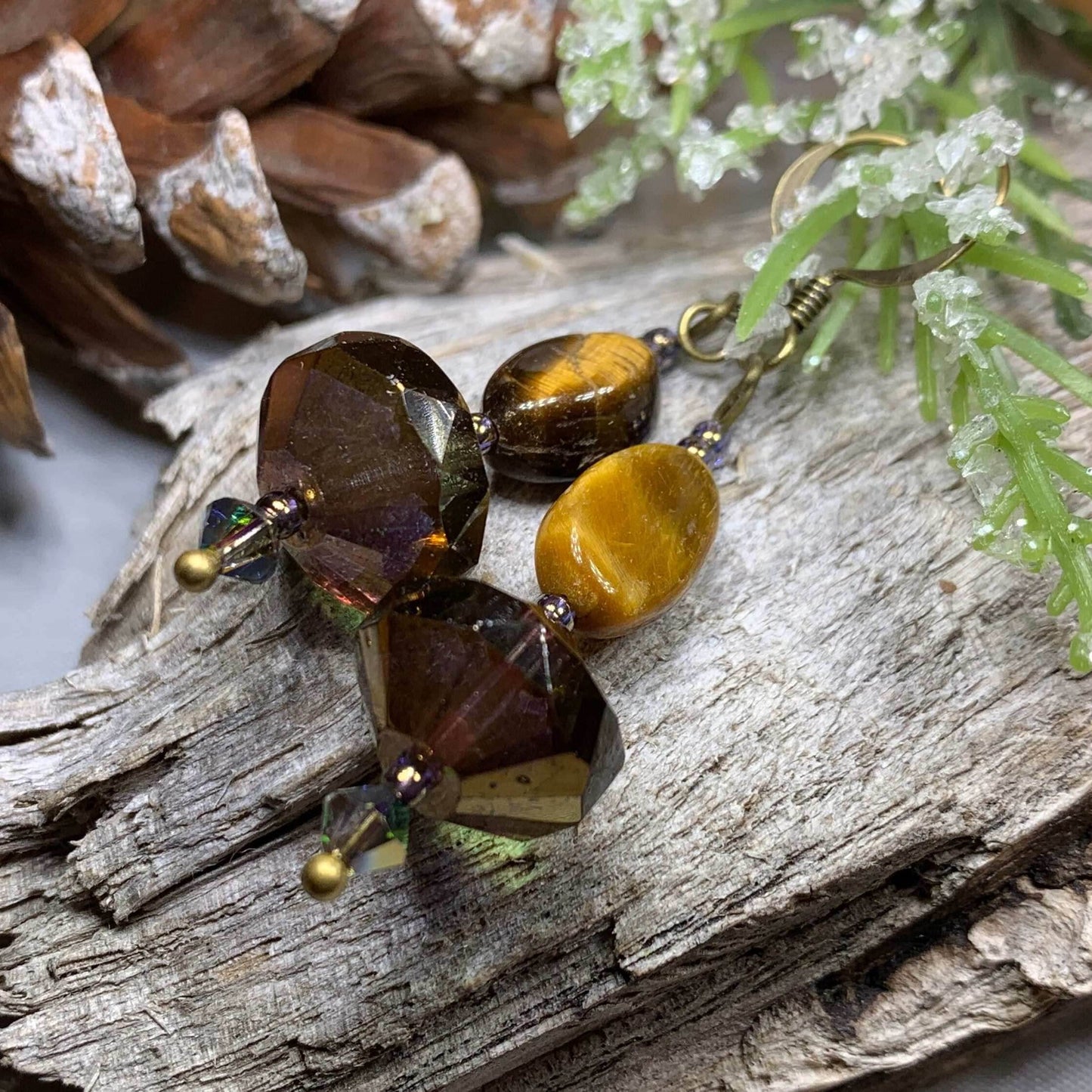 Golden Autumn Tiger's Eye Earrings - 