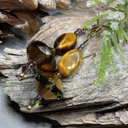 Golden Autumn Tiger's Eye Earrings - 