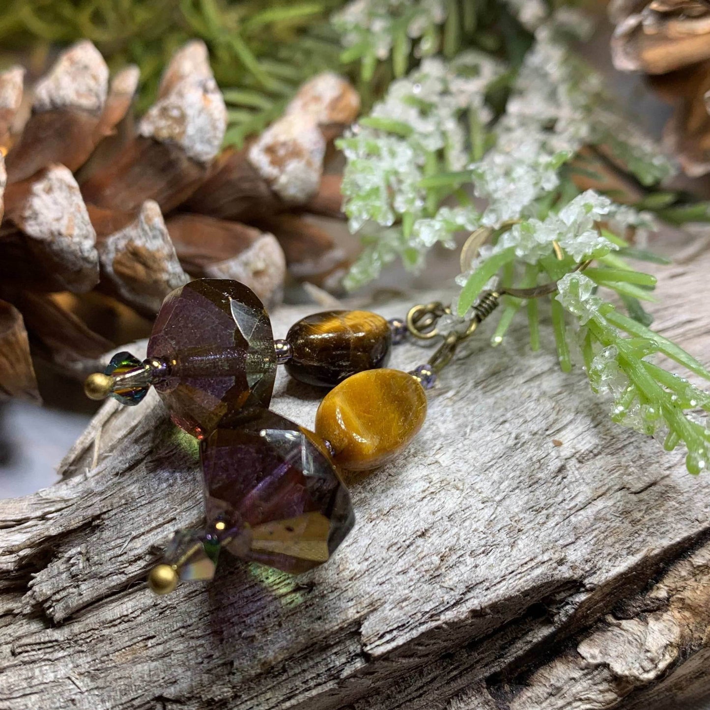 Golden Autumn Tiger's Eye Earrings - 
