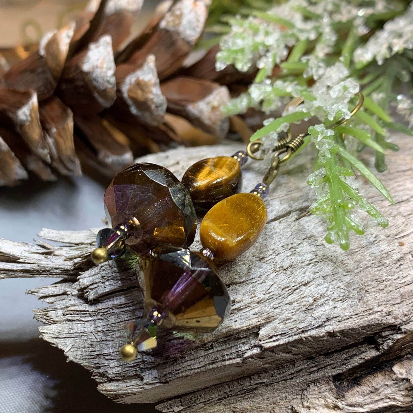 Golden Autumn Tiger's Eye Earrings - 