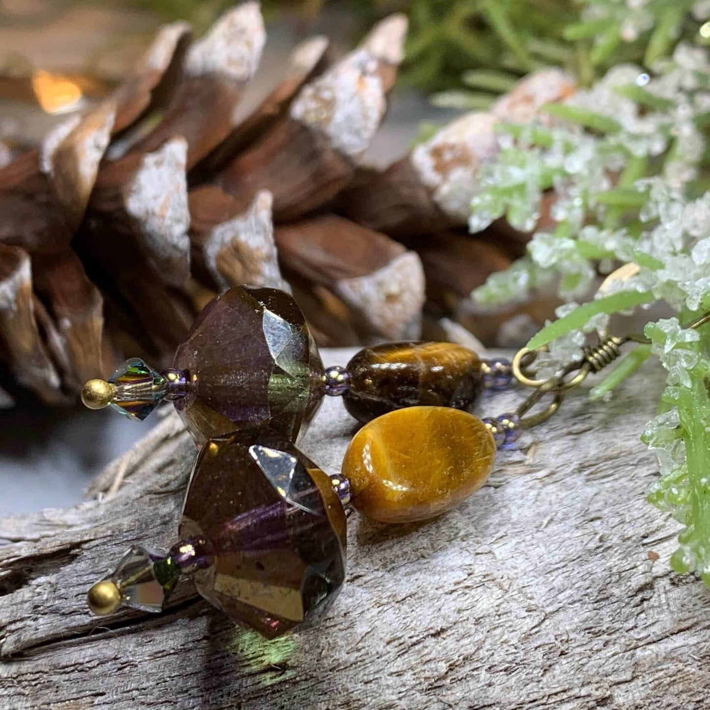 Golden Autumn Tiger's Eye Earrings - 