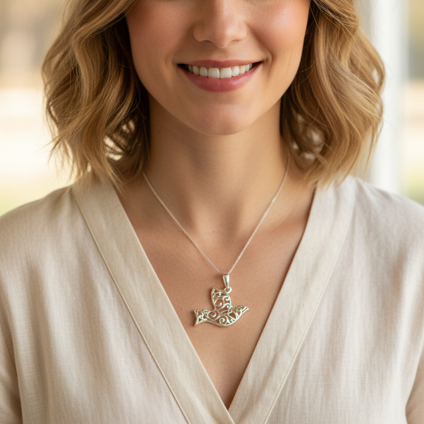 Trinity Knot Dove of Peace Necklace
