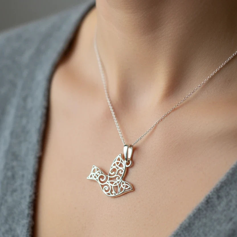 Trinity Knot Dove of Peace Necklace
