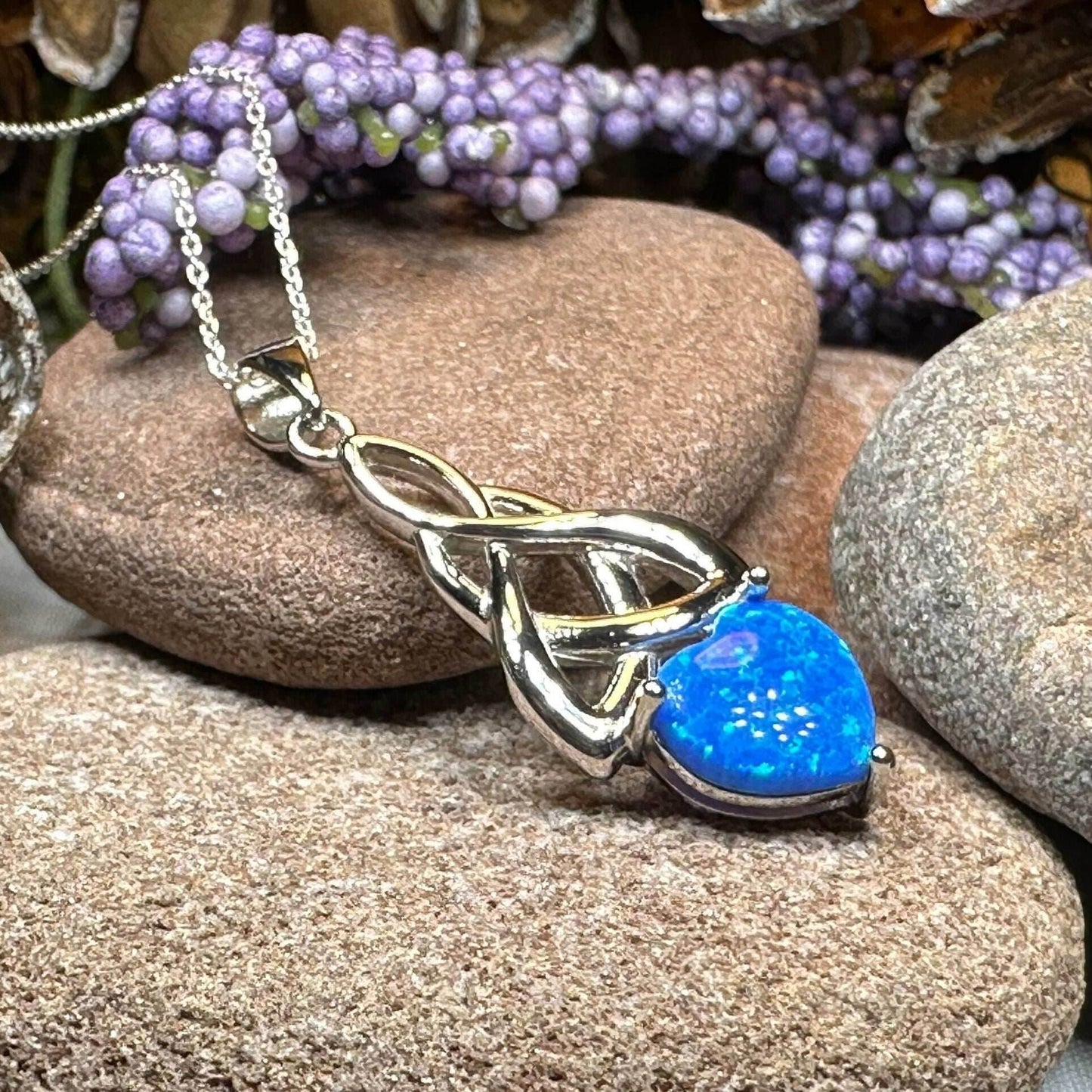 Cayla Opal Celtic Knot Necklace - 18 / Blue