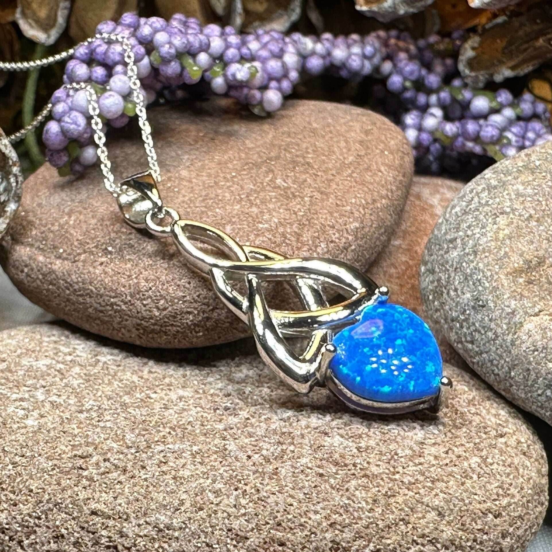 Cayla Opal Celtic Knot Necklace - 18 / Blue