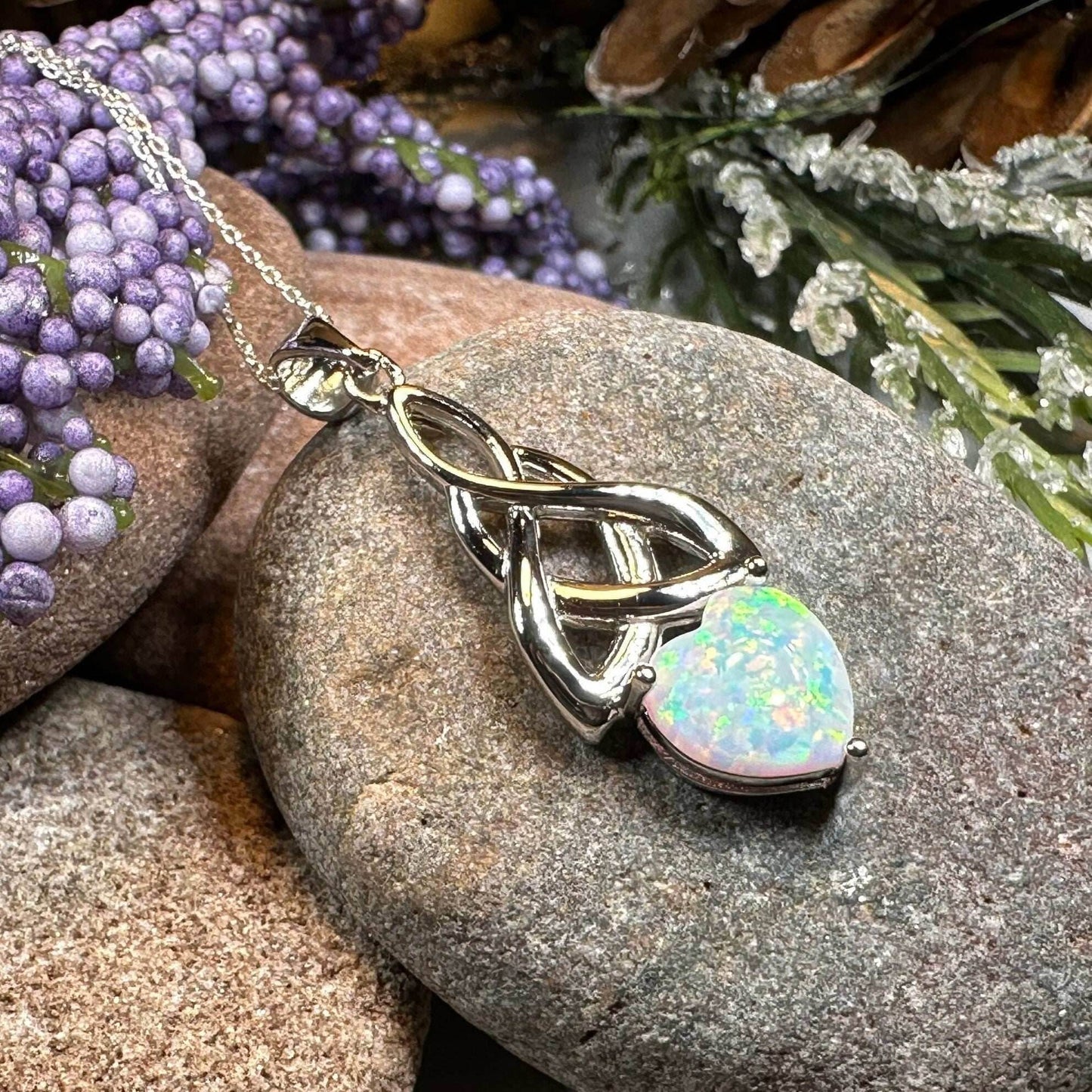 Cayla Opal Celtic Knot Necklace - 18 / Blue