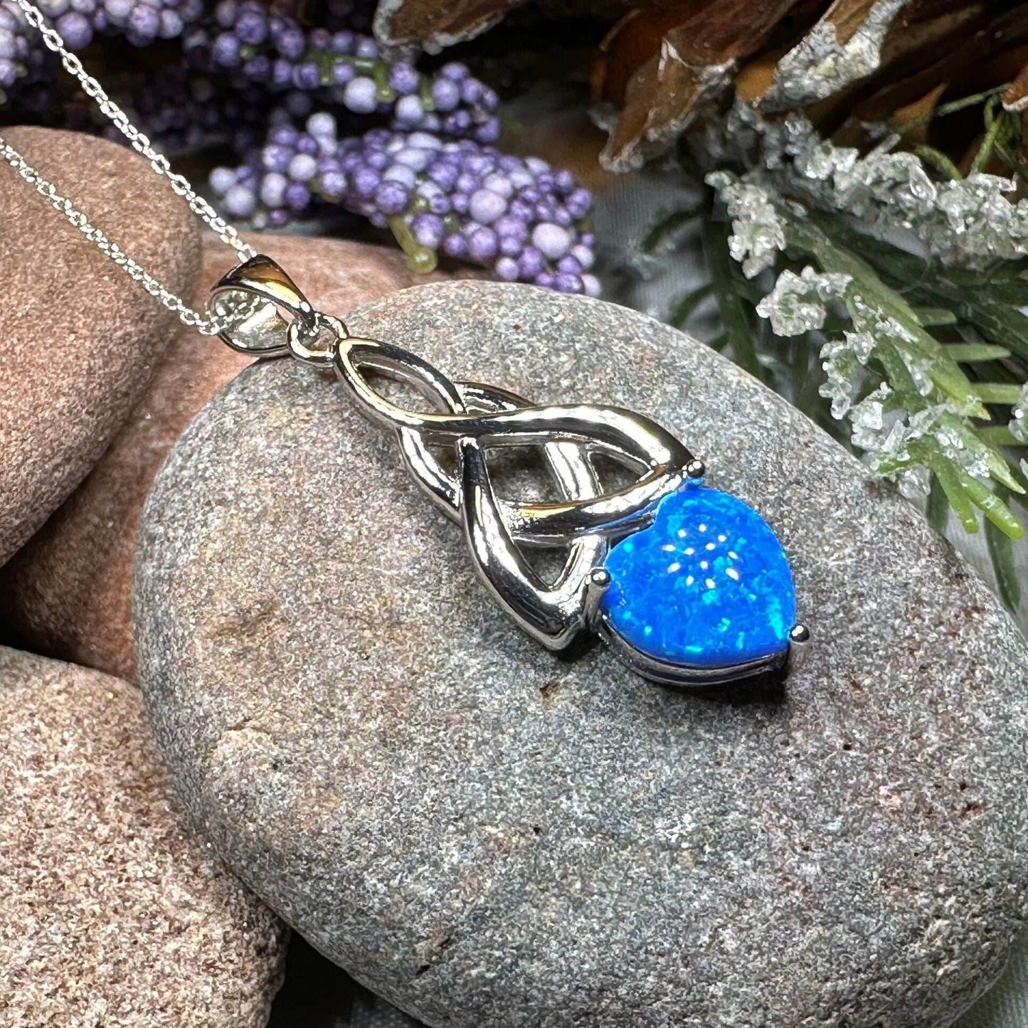 Cayla Opal Celtic Knot Necklace - 18 / Blue