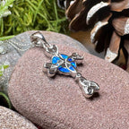 Gaelle Celtic Cross Opal Necklace - Blue