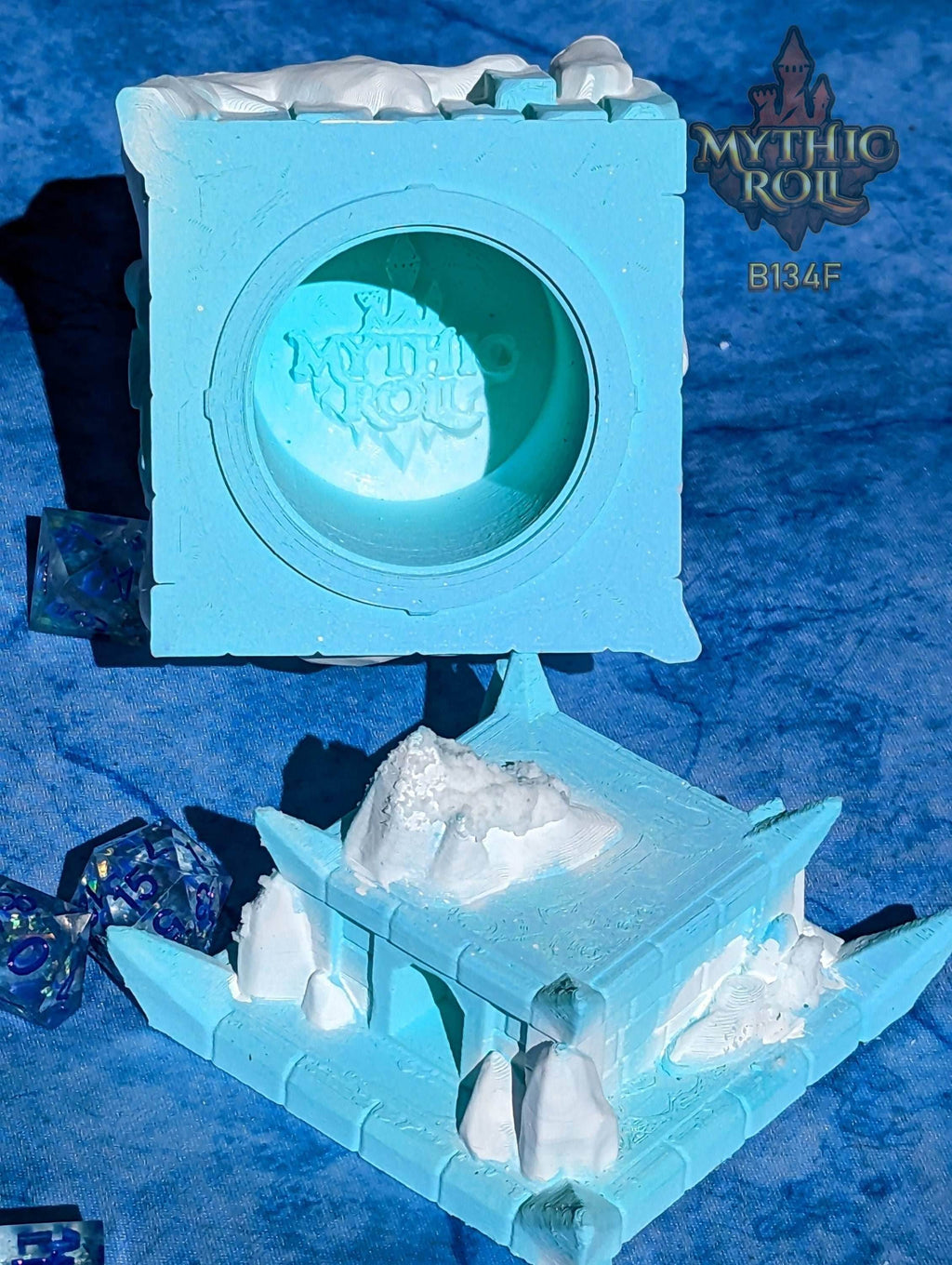 Frost Giant 3D Printed Dice Jail | RPG Dice Vault | D20 Box | DnD Player Gift | Mythic Roll by Unchained Games- A Frozen Prison of Ice! - Black / Yes- Include Random Dice Set