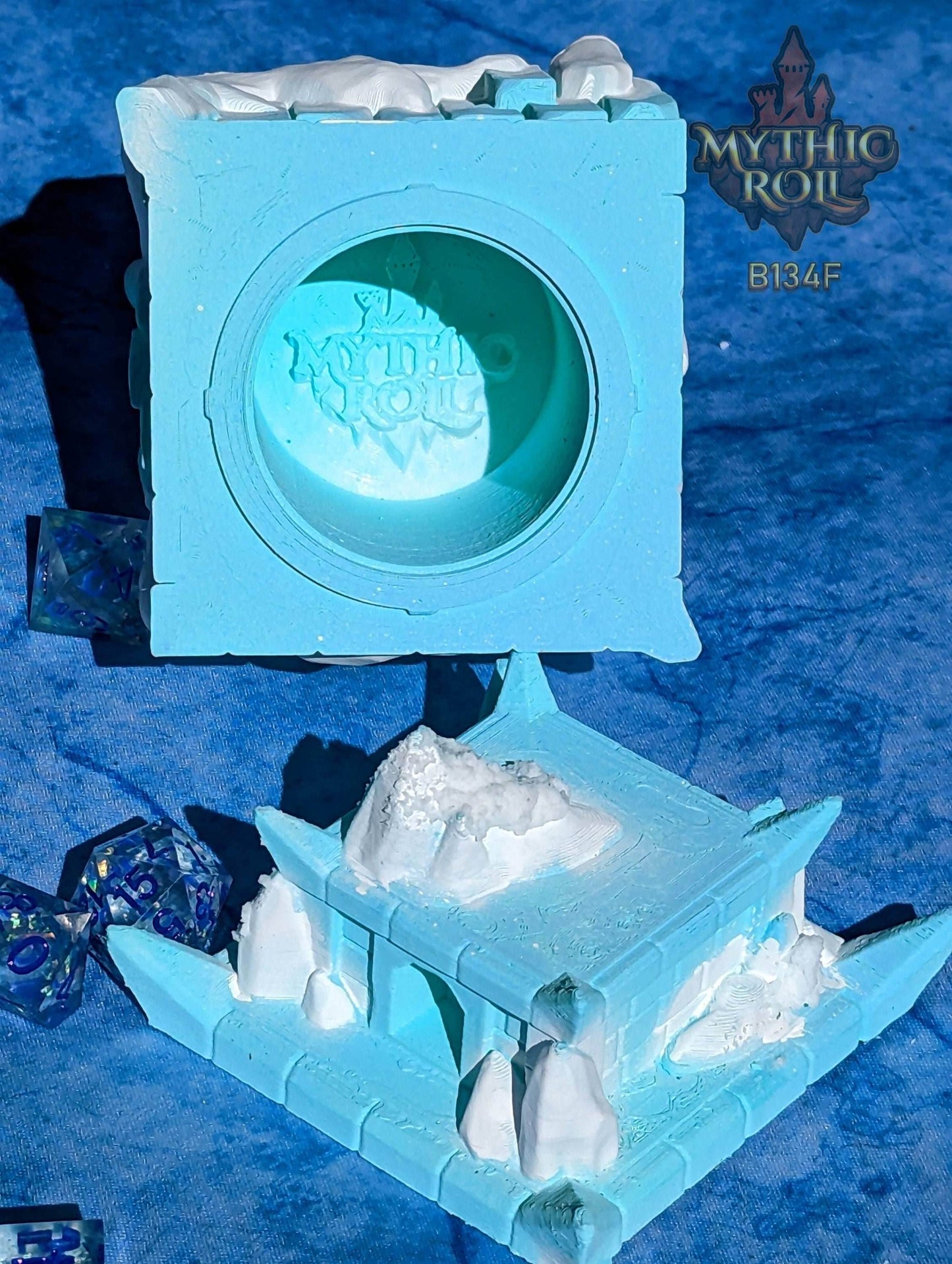 Frost Giant 3D Printed Dice Jail | RPG Dice Vault | D20 Box | DnD Player Gift | Mythic Roll by Unchained Games- A Frozen Prison of Ice! - Black / Yes- Include Random Dice Set