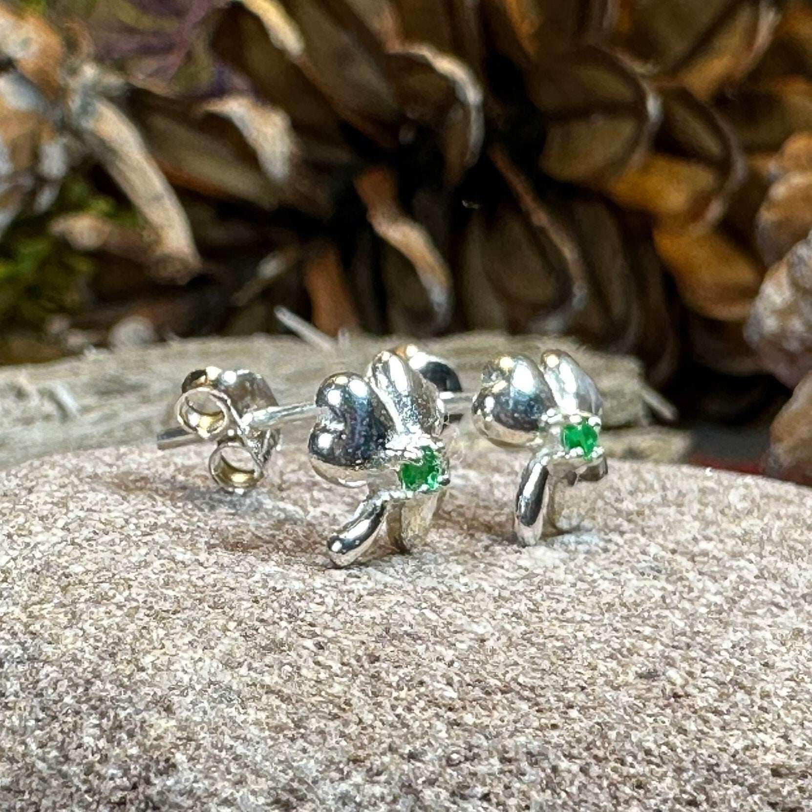 Emerald Shamrock Earrings - 