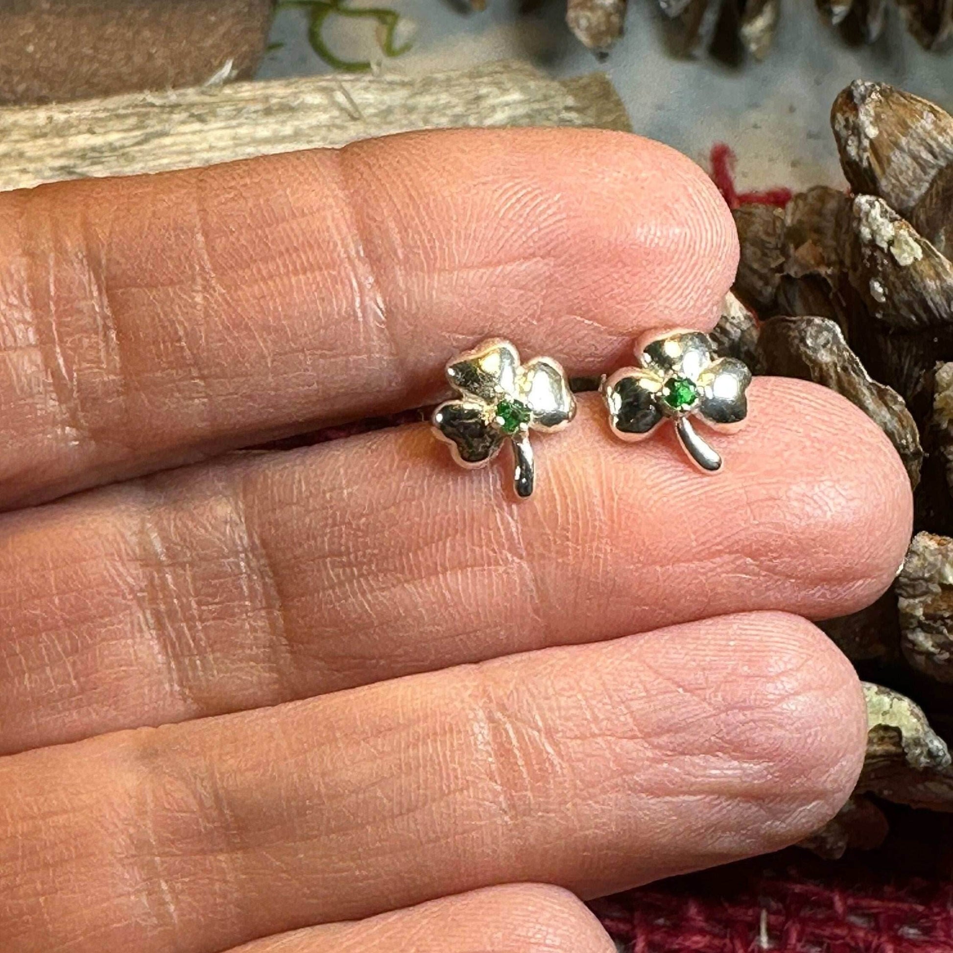 Emerald Shamrock Earrings - 