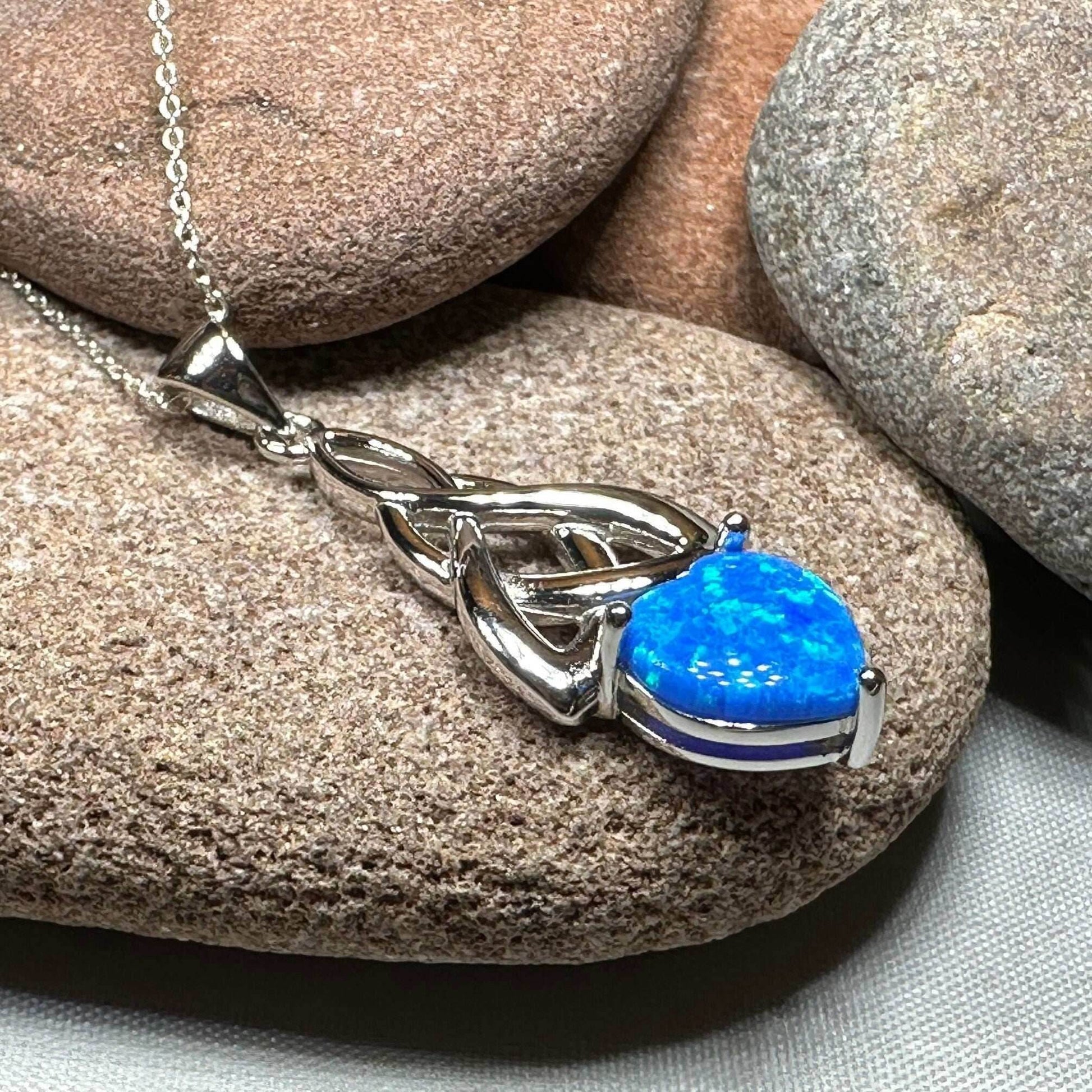 Cayla Opal Celtic Knot Necklace - 18 / Blue