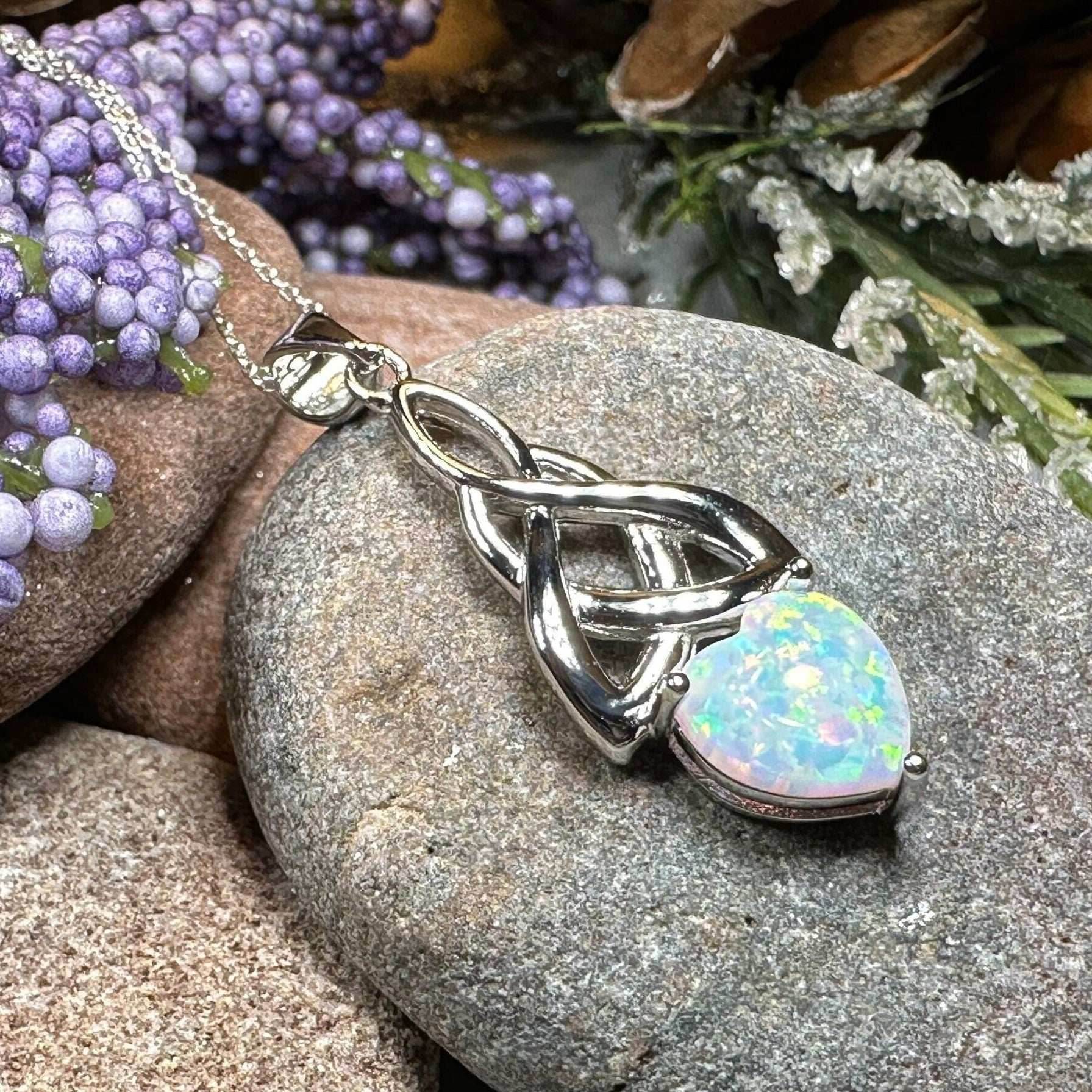 Cayla Opal Celtic Knot Necklace - 18 / Blue