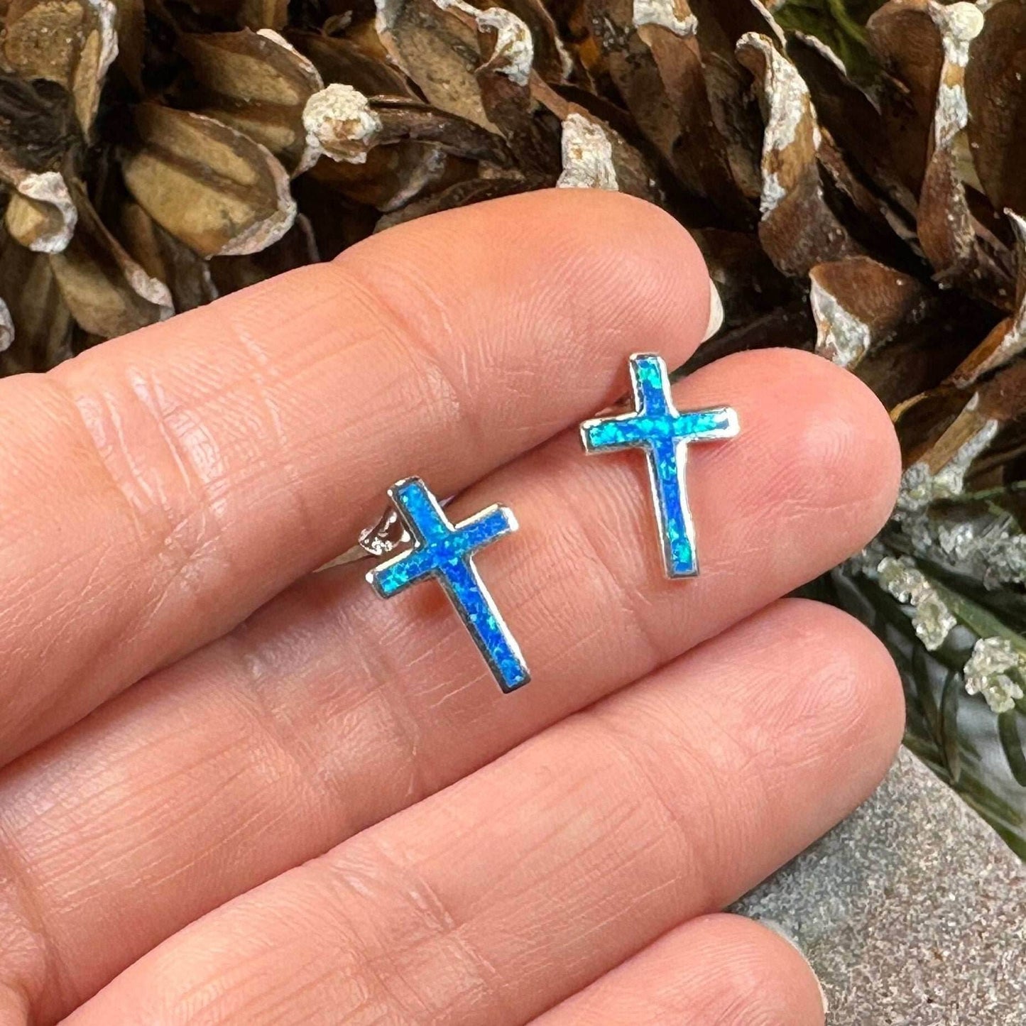 Serene Soul Opal Cross Earrings - 