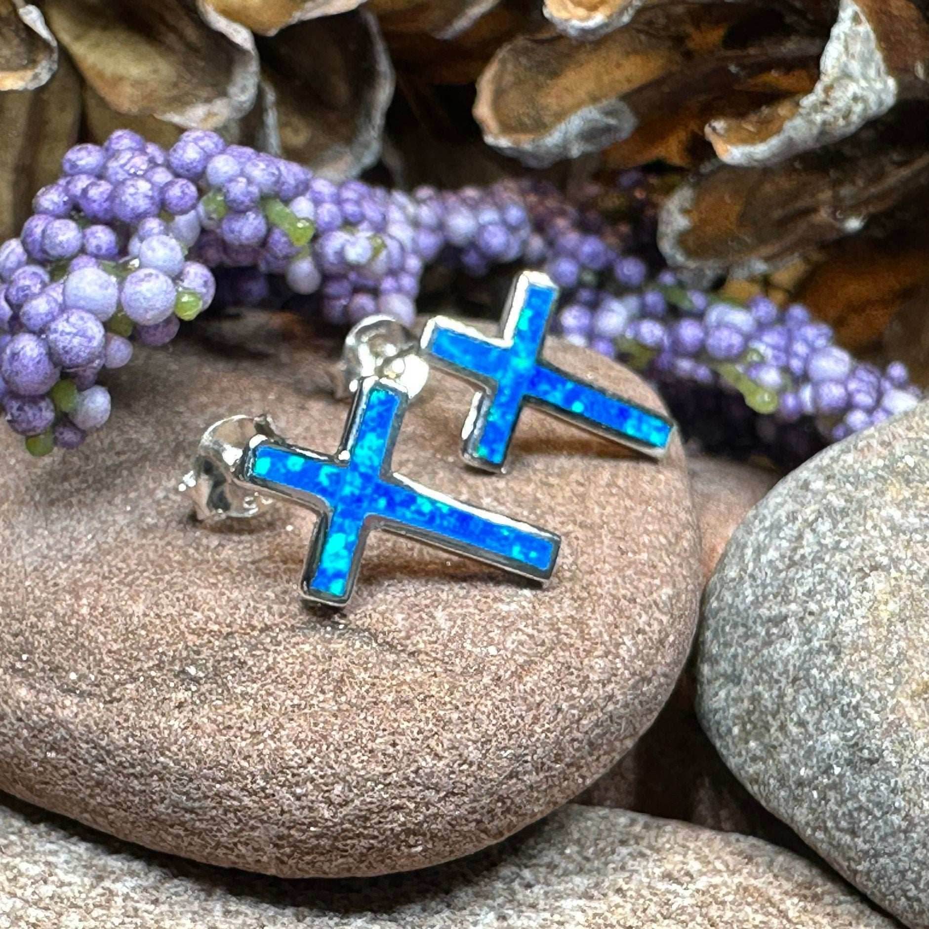 Serene Soul Opal Cross Earrings - 