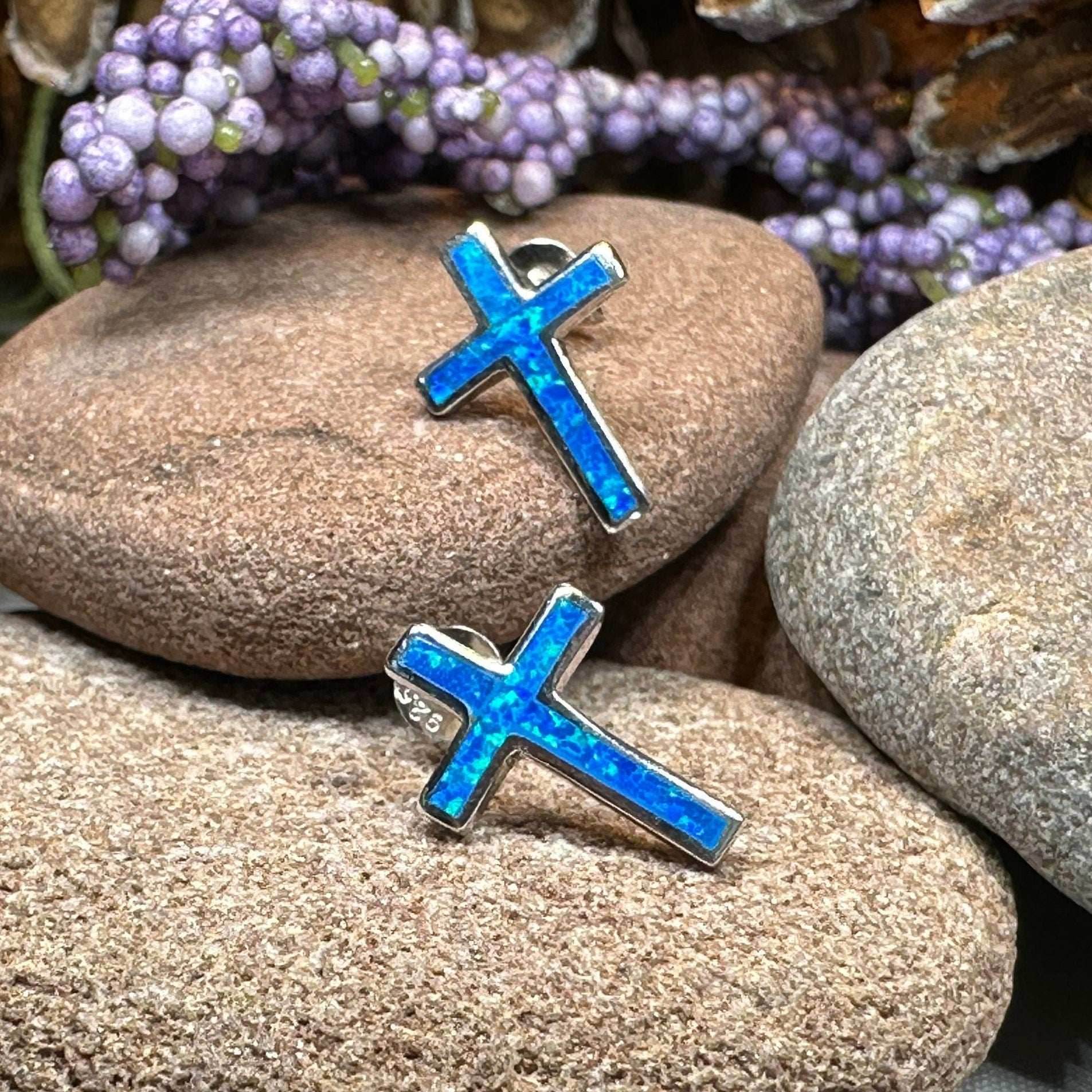 Serene Soul Opal Cross Earrings - 