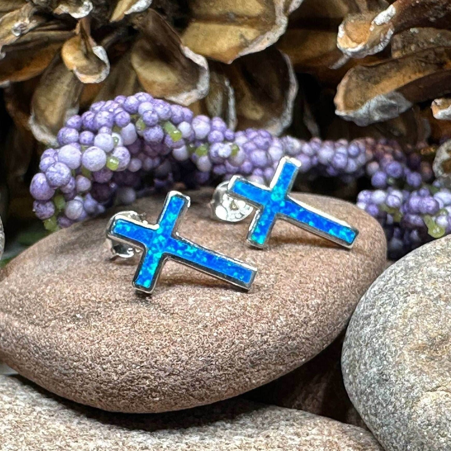 Serene Soul Opal Cross Earrings - 