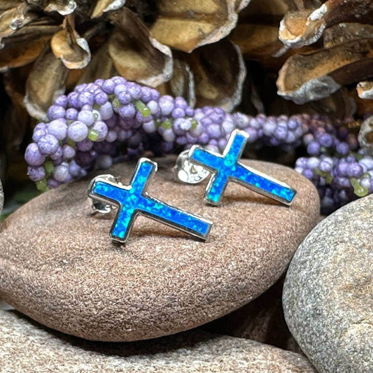 Serene Soul Opal Cross Earrings - 