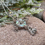 Gaelle Celtic Cross Opal Necklace - Blue