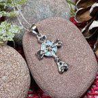 Gaelle Celtic Cross Opal Necklace - Blue